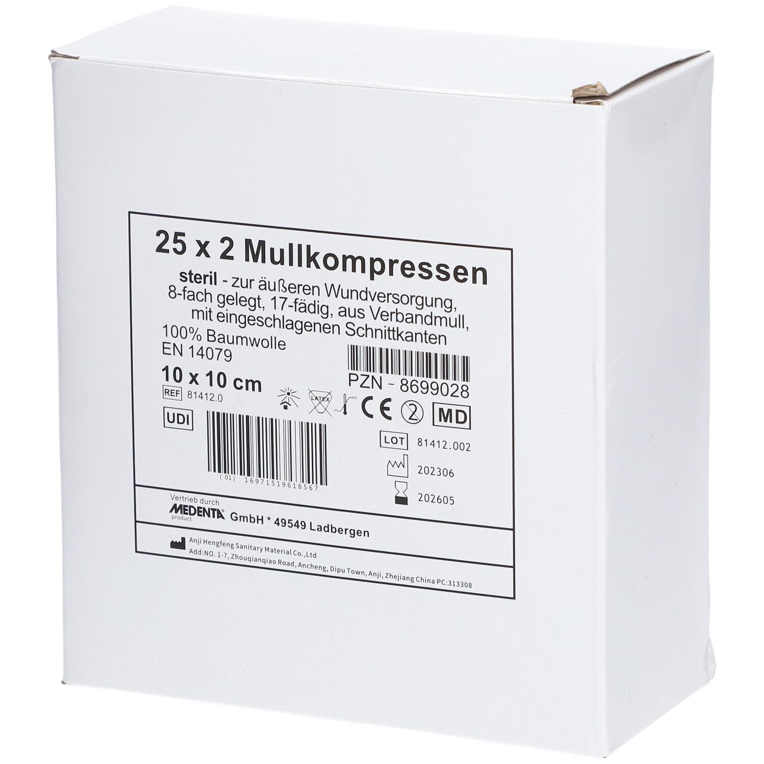 Mullkompressen 8 fach 10 x 10 cm steril