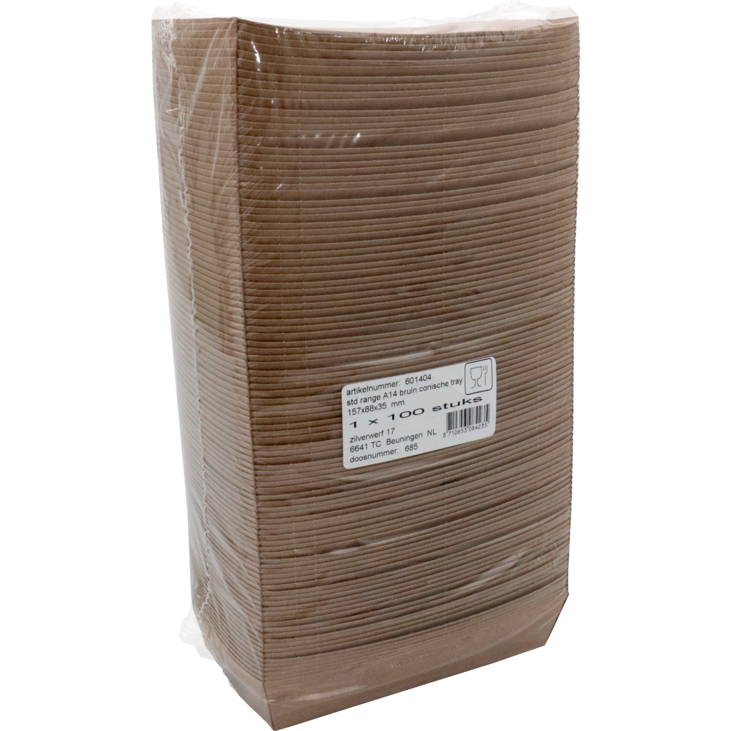 Bak, Karton, A14, snackbak, 157x88x35mm, bruin
