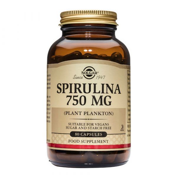 Solgar Espirulina 750 Mg (plâncton) 80 Cápsulas Vegetais