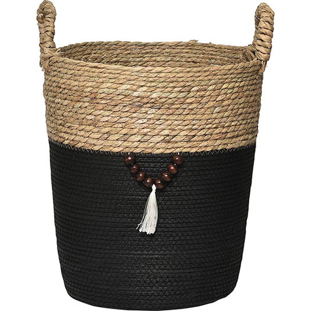MOYENNE PANIERE RONDE DECO NATUREL NOIR