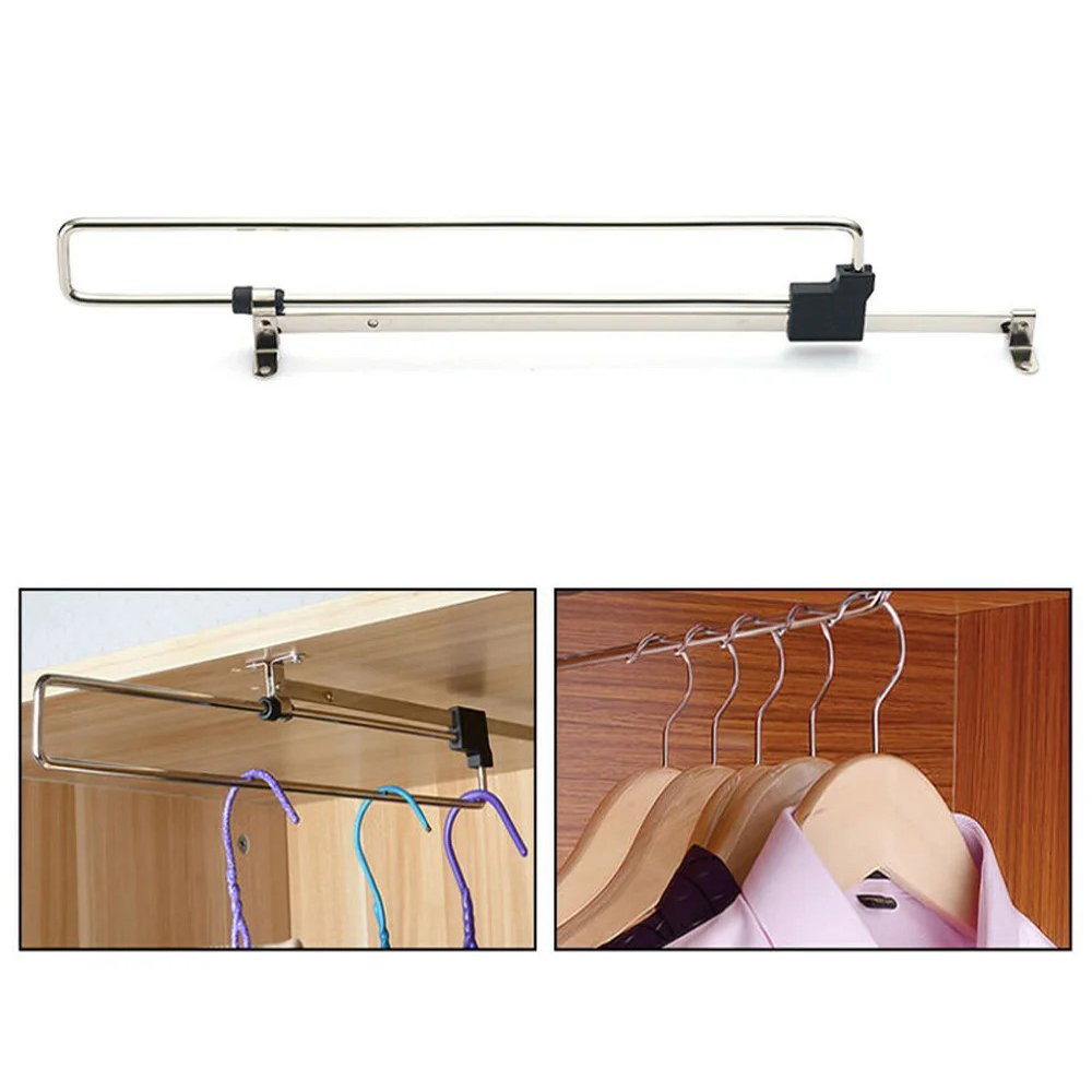 (25cm) Ausziehbare Metall Kleiderstange Teleskop Garderoben Halter Kleiderschrank Organizer - Silber
