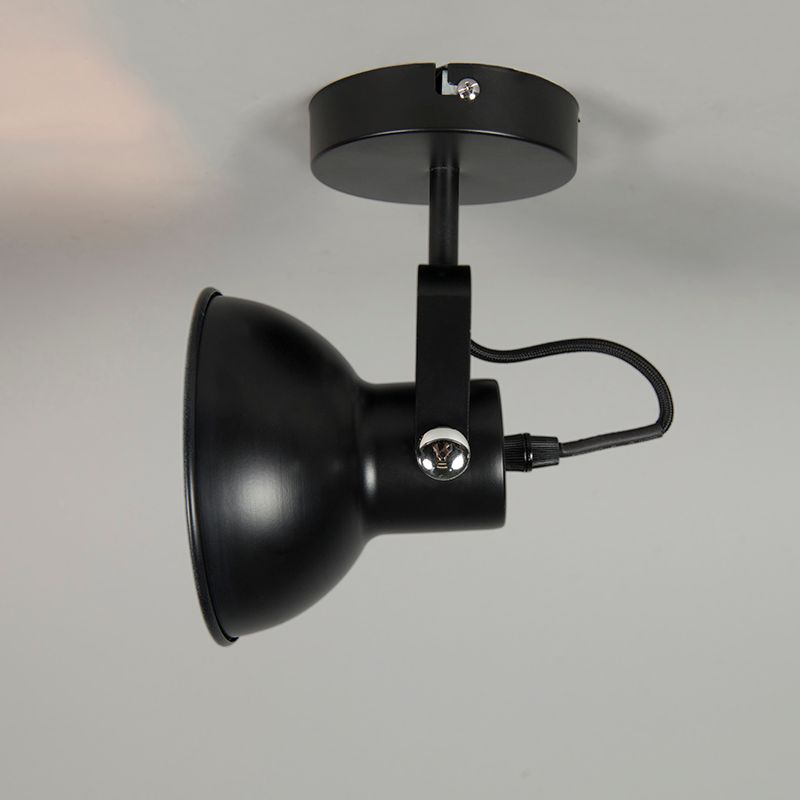 Industriële wand- en plafondlamp zwart kantelbaar - Guida