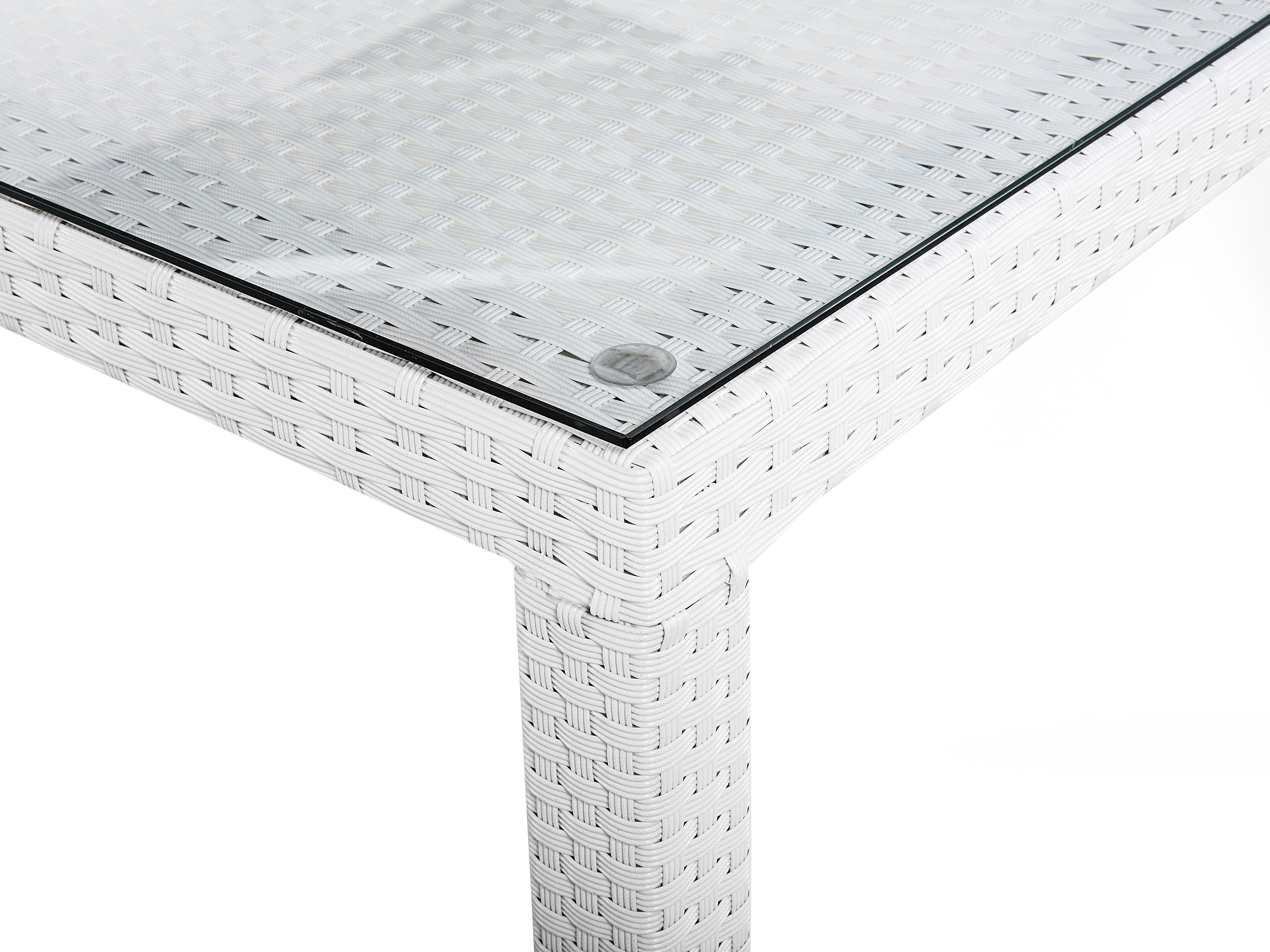 Tuin eettafel ITALY 220 cm 100 cm Glas Wit