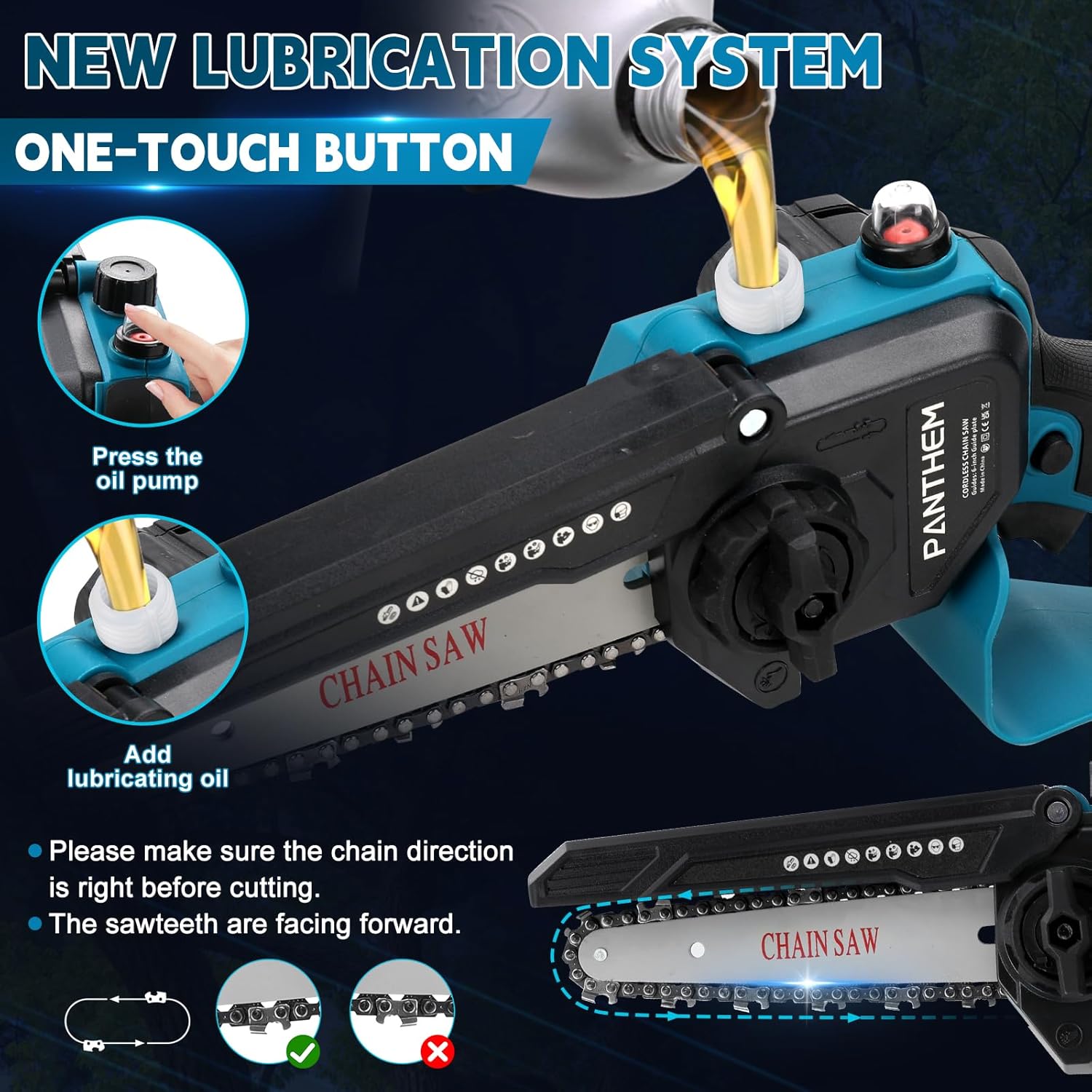 4 in 1 Akku Hochentaster 6 Zoll Mini Kettensäge mit Akku & 45 mm Teleskop Astsäge für Makita 18V, Elektrische Gartenschere, 21V 4000mAh, Baumschere Astschere mit Teleskop Stange