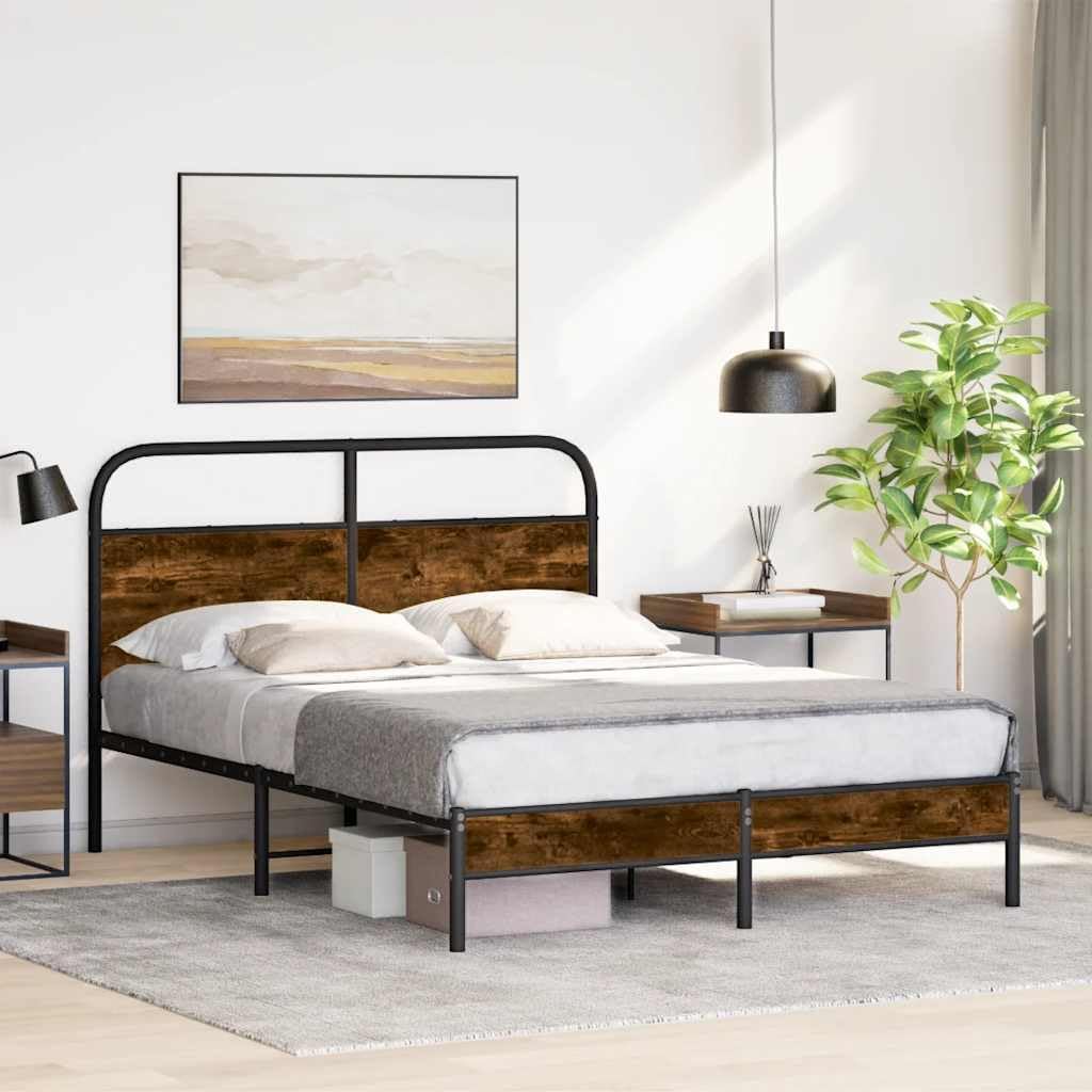 Bettgestell ohne Matratze Eiche Rauch Multifunktionsbett Bettgestell für Hotel und Studios 120x200 cm Spanplatte
