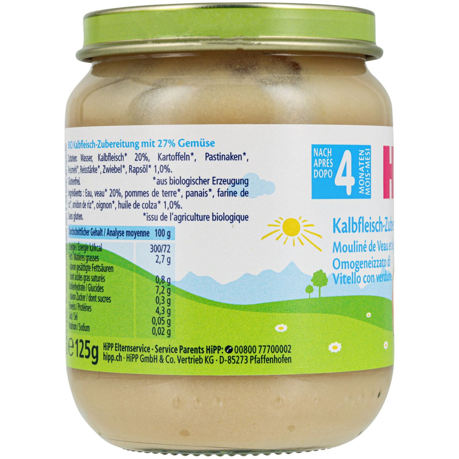Hipp Kalbfleisch mit Gemüse 4+ Monate