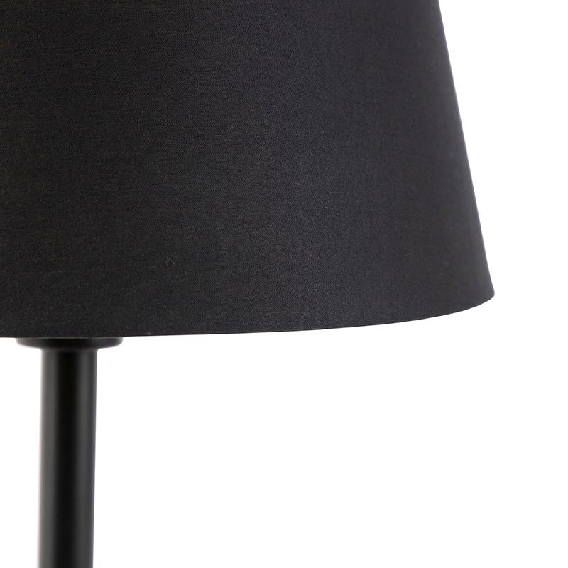 Klassieke tafellamp zwart met zwarte kap 32 cm - Simplo