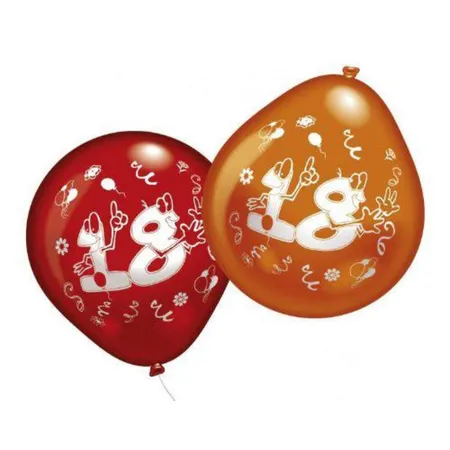 amscan Ballons mit Zahl 18, 10 Stück