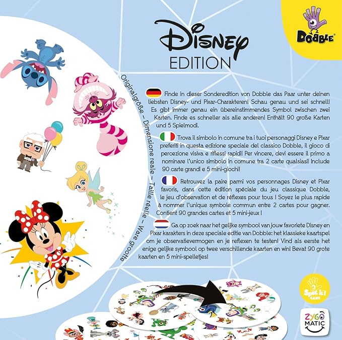 Dobble Kartenspiel Gesellschaftsspiel für Familien / Kinder Swissgames (DOBD10008ML3) Lizenziert - Disney Edition