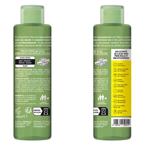 (aloevera)2 Zuccari Pur Gel Bio 100ml