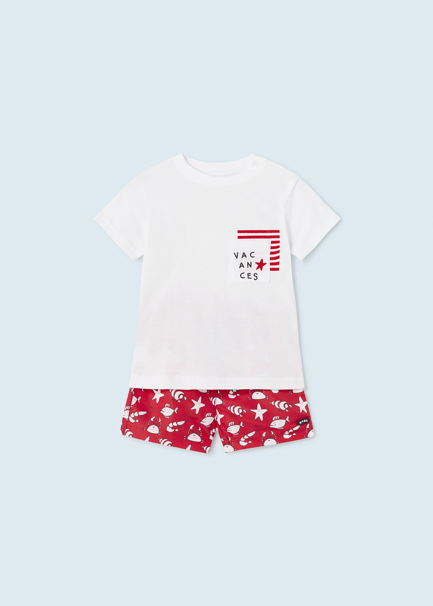 Conjunto de duas peças com camiseta e maiô para bebê