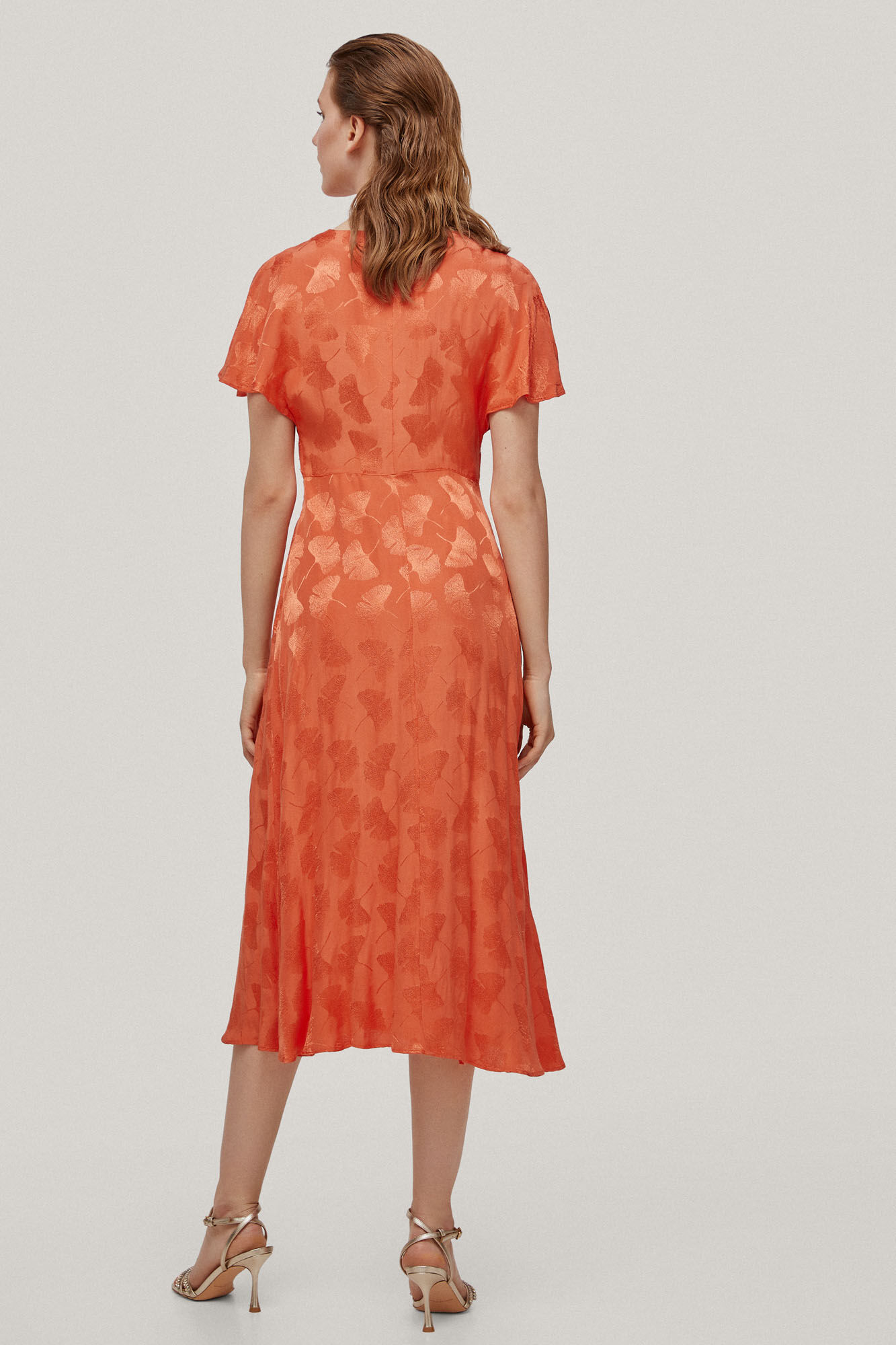 Vestido com tecido jacquard - Laranja
