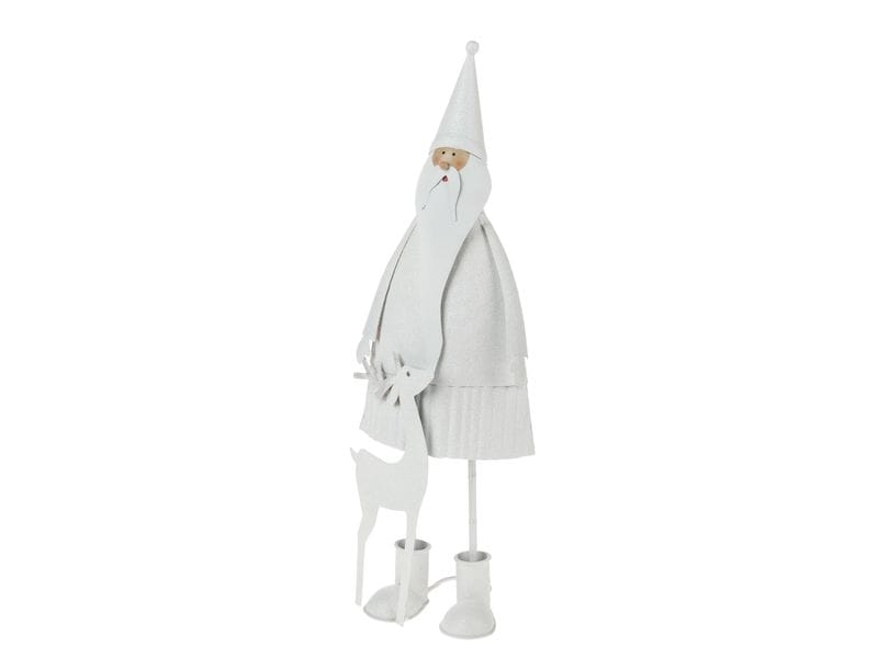 Opiflor Aufsteller Santa mit Hirsch Weiss Dekofigur