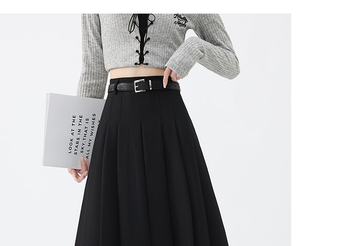 Niji Smile - A-lijn geplooide maxi-rok met hoge taille