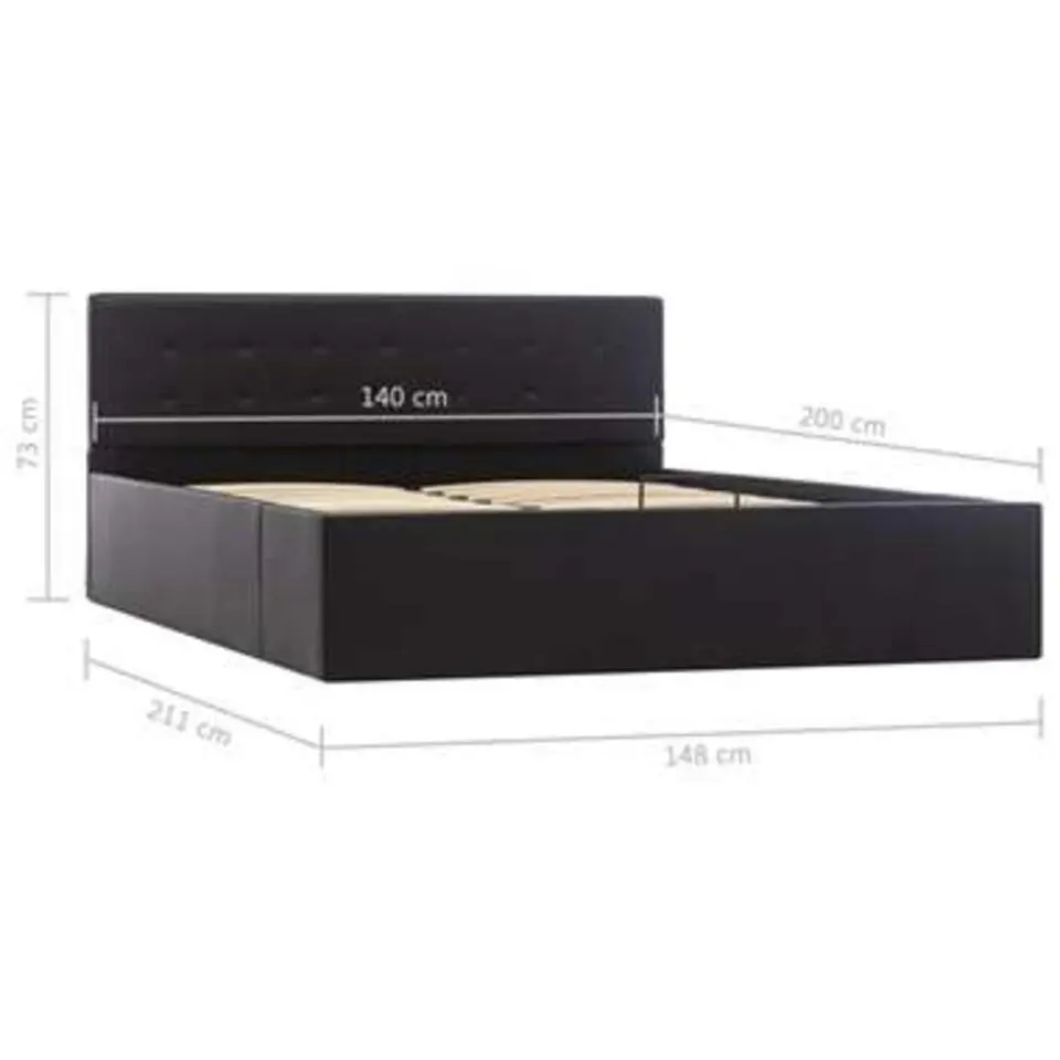 vidaXL - Bed met opbergruimte - Hydraulisch - Zwart - Kunstleer - 140x200 cm