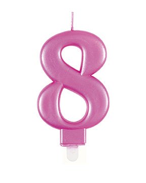 8 Jaar Kaars Roze 12cm