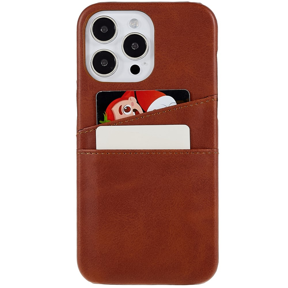 iPhone 14 Pro Max Leder Hülle Snap Case   Kartenfach - Braun
