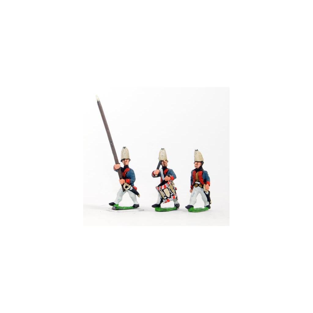 AWI German: Command: Grenadier Officer, Standard Bearer & Drummer, advancing
