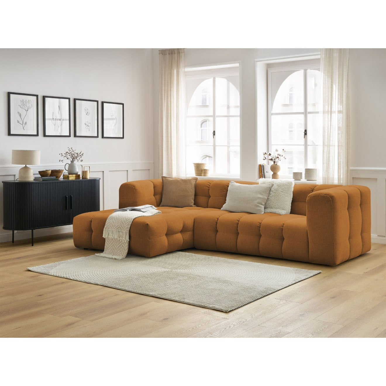 Bobochic Canapé d'angle gauche cloud jaune - 288x184x75 cm