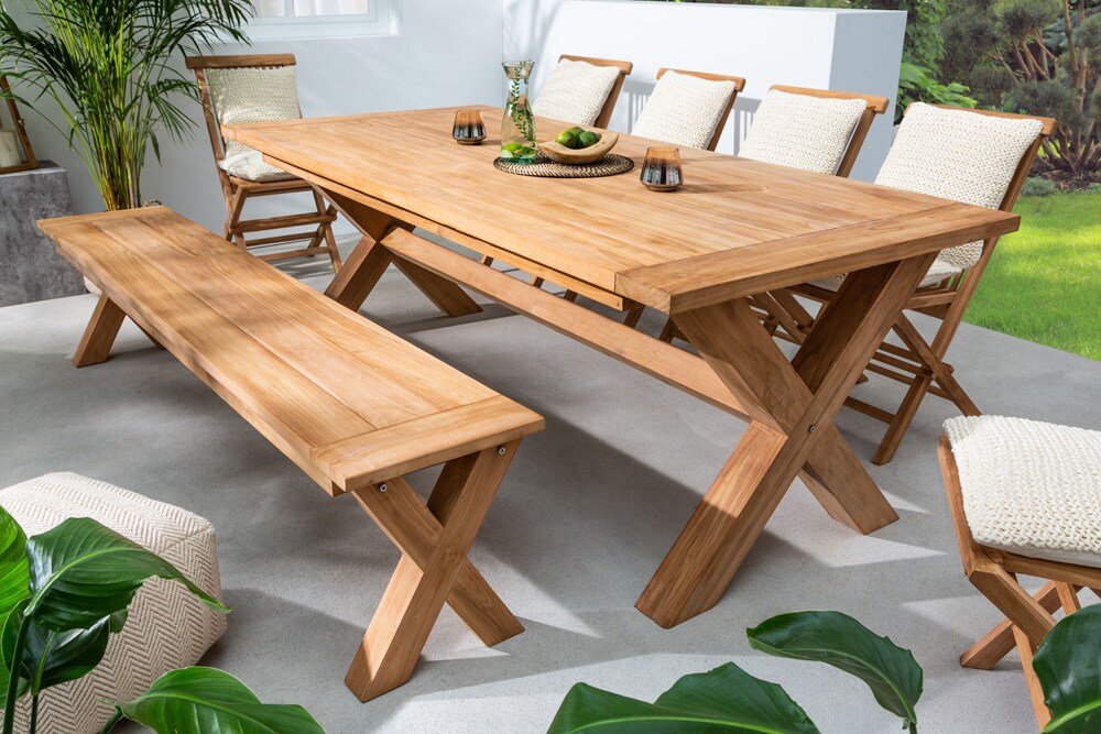 riess-ambiente Gartenbank EMPIRE TEAK - 220cm Sitzbank Teakholz wetterfest