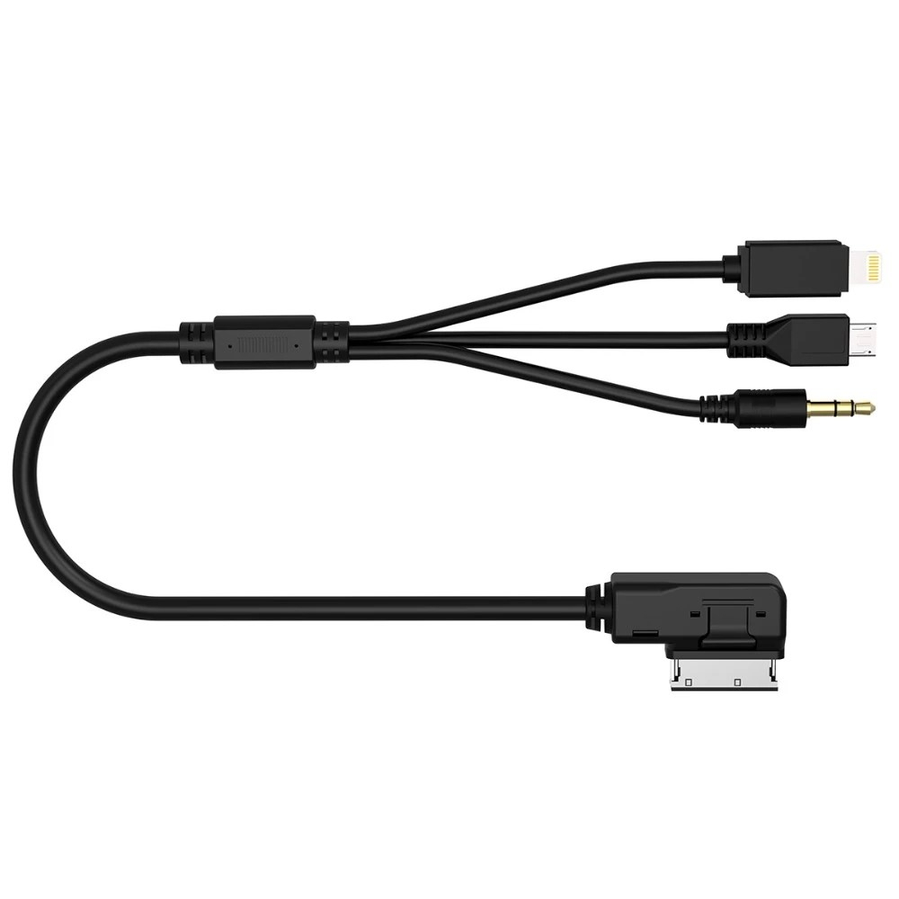 (30cm) 3in1 Auto KFZ AMI MDI Lightning / 3.5mm AUX / Micro USB Schnittstelle Musik Adapter Kabel Interface Konverter Audi / VW / Skoda