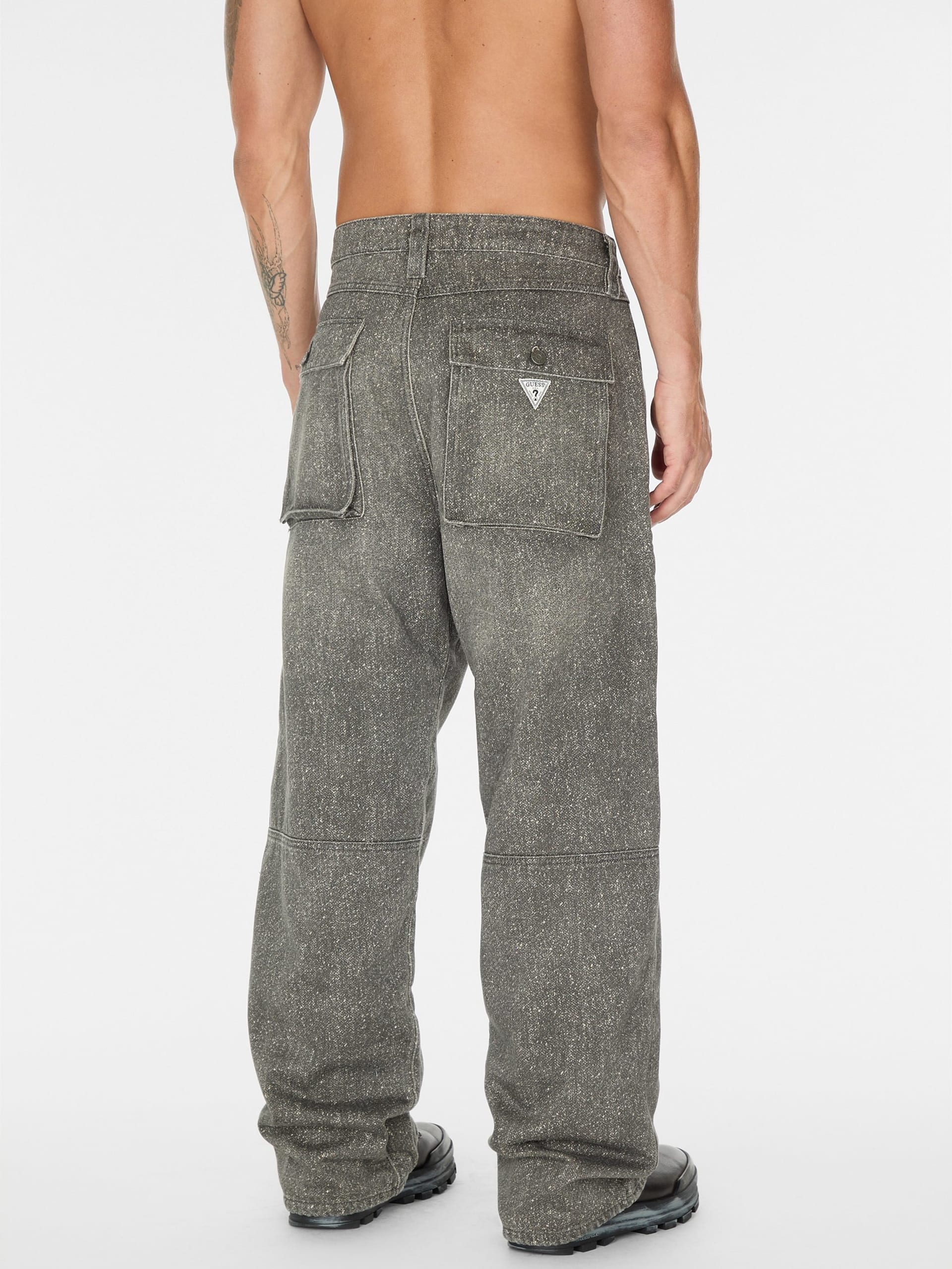 Calça jeans de modelagem ampla com forro de flanela