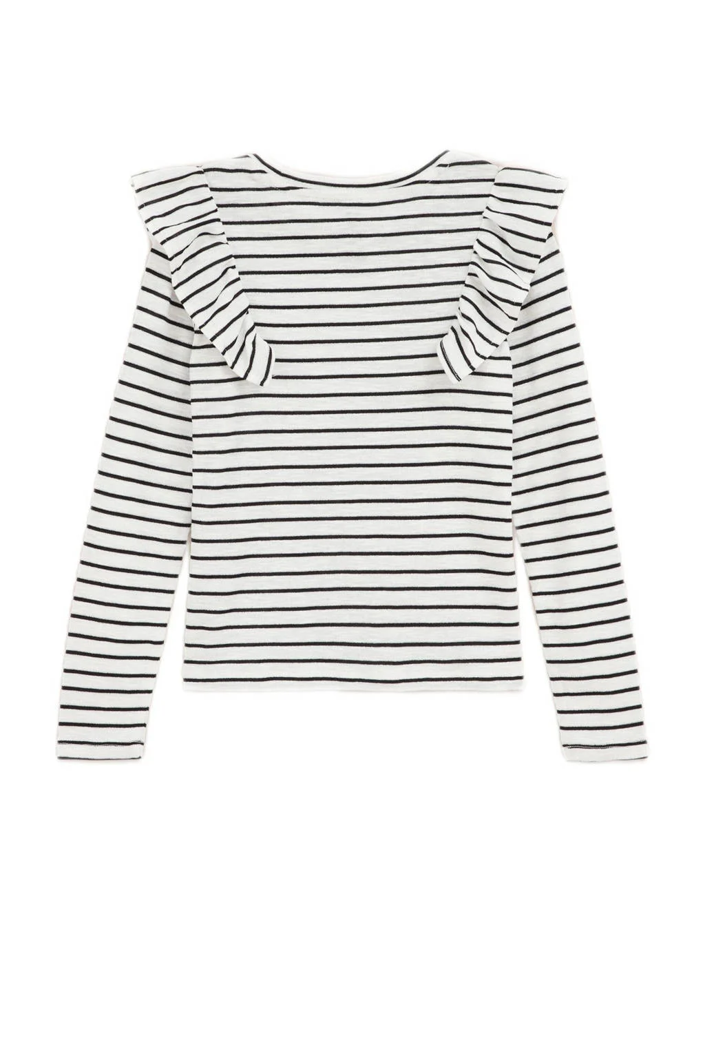 WE Fashion gestreepte longsleeve wit/zwart