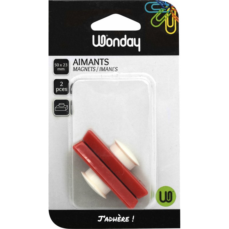 Plots magnétiques aimants rectangulaires avec bouton 50 x 23 mm - Lot de 2