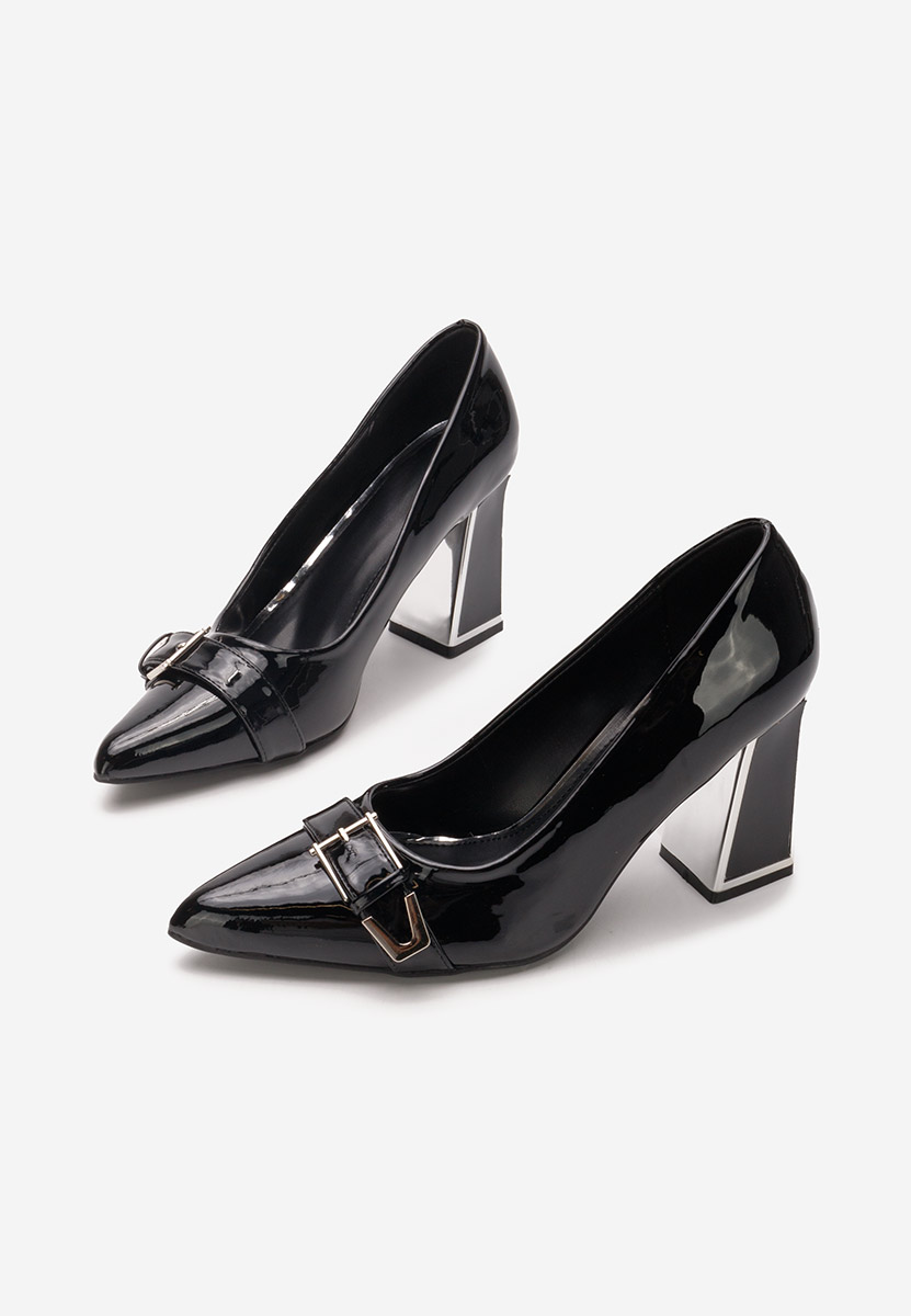 Chaussures à talon épais noirs Prema