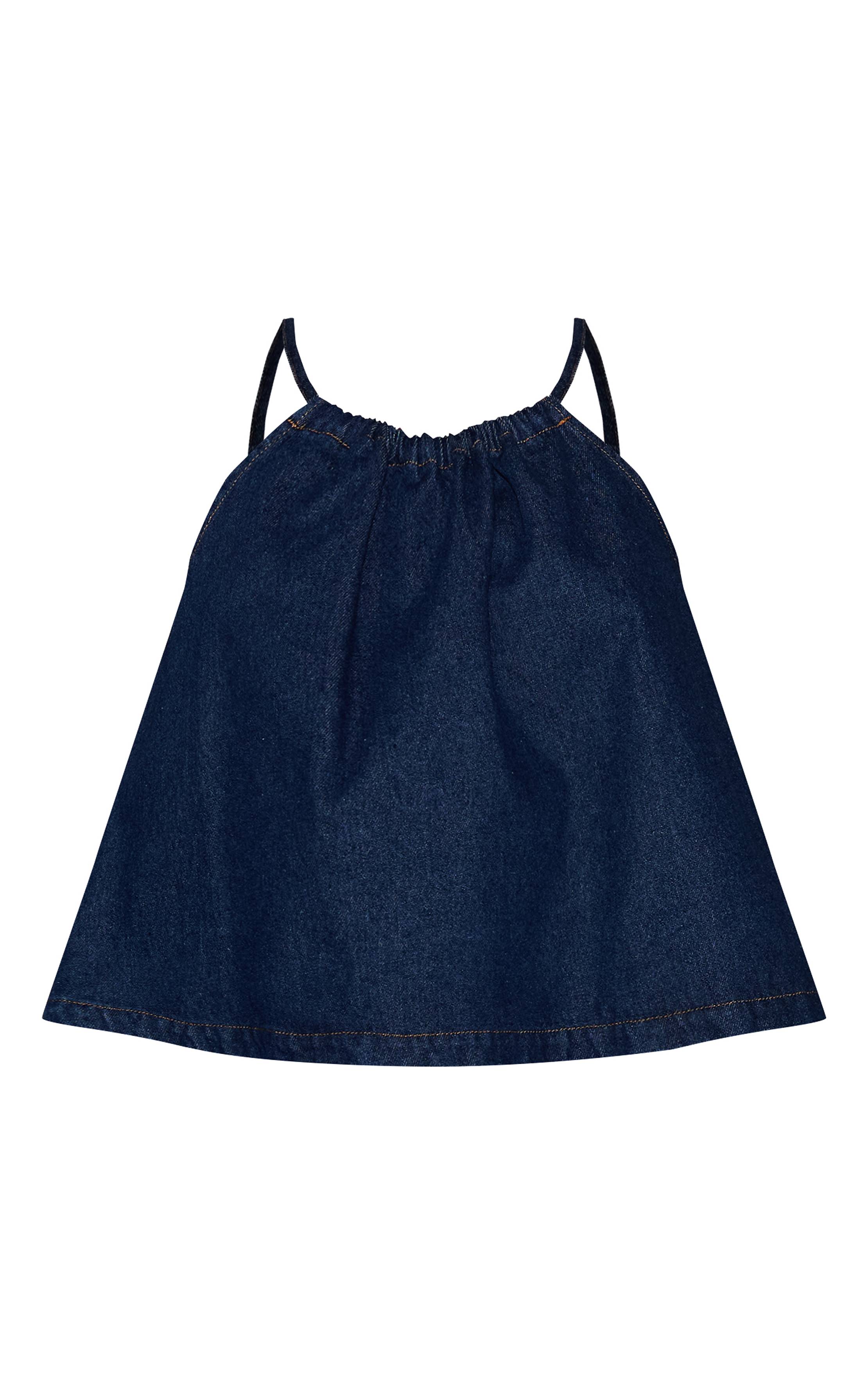 Bleu Indigo Haut En Denim Sans Manches Vaporeux