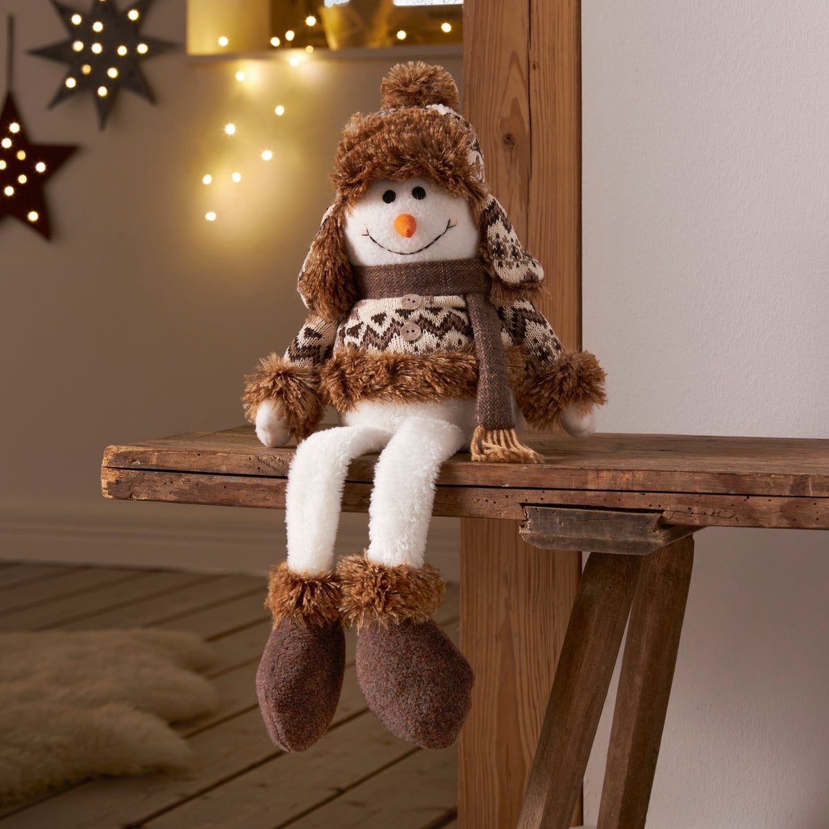 FRANK FLECHTWAREN | Sneeuwpop plankdrager, 20 x 14 x 50 cm, POLYESTER, PLASTIC