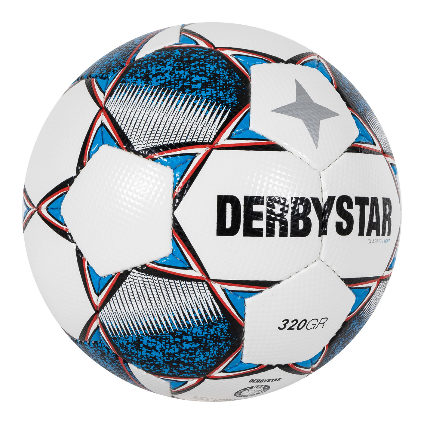 Derbystar Classic Light II 320G Voetbal Maat 5 Wit Blauw Rood