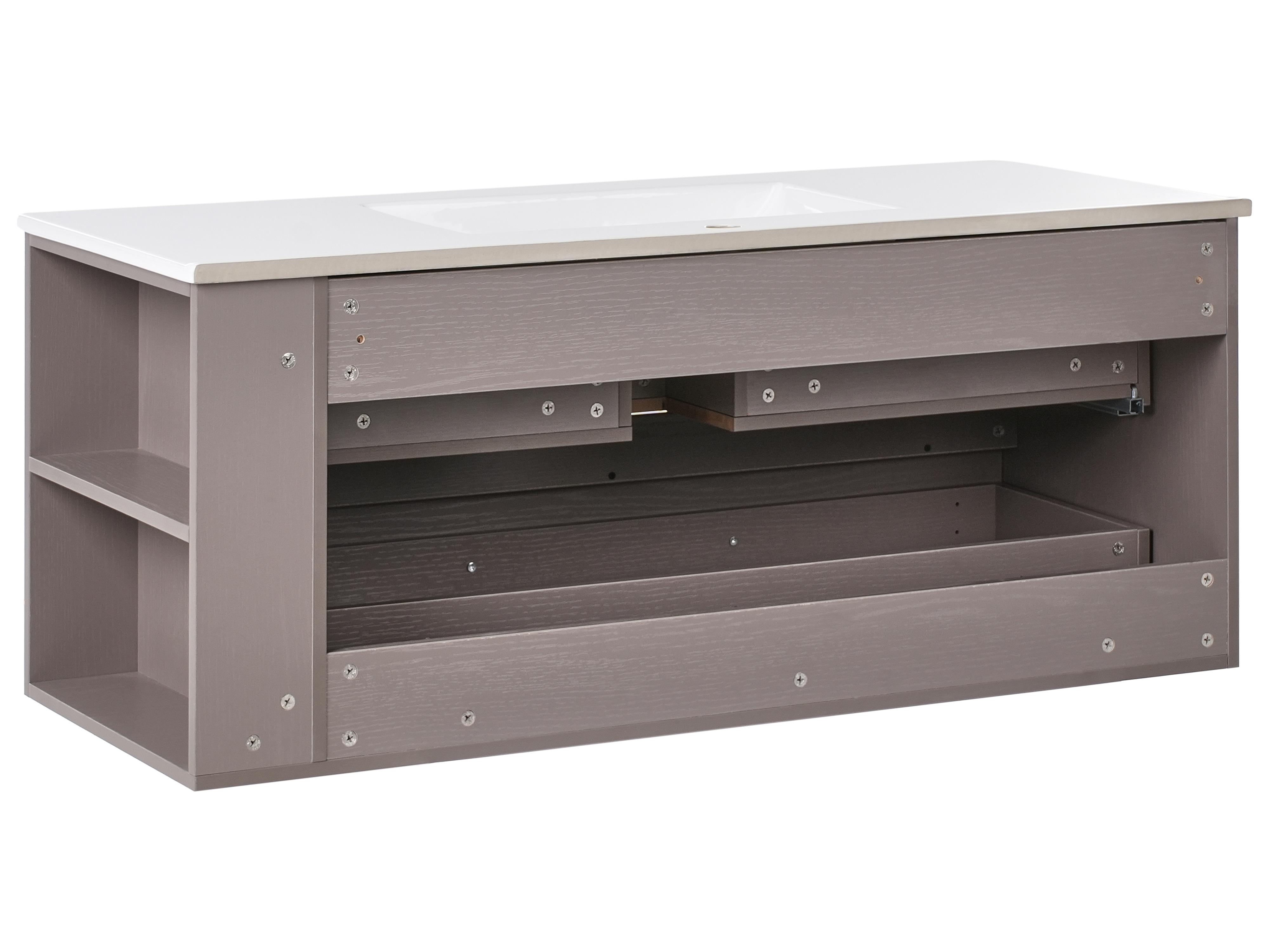 Wandgemonteerd meubel met wastafel MANCORA Taupe
