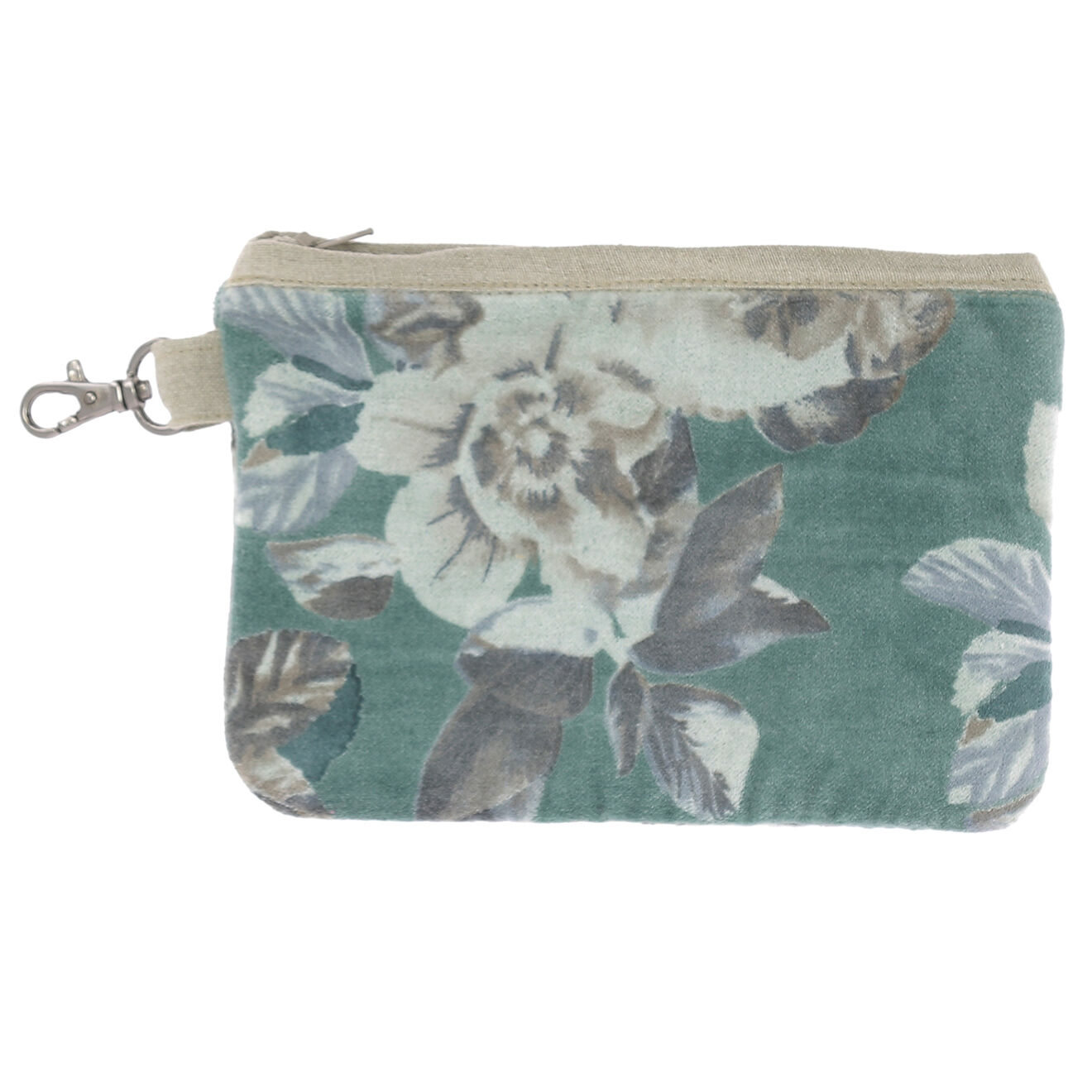 En Fil d'Indienne Trousse plate Anémone céladon - 20x13 cm