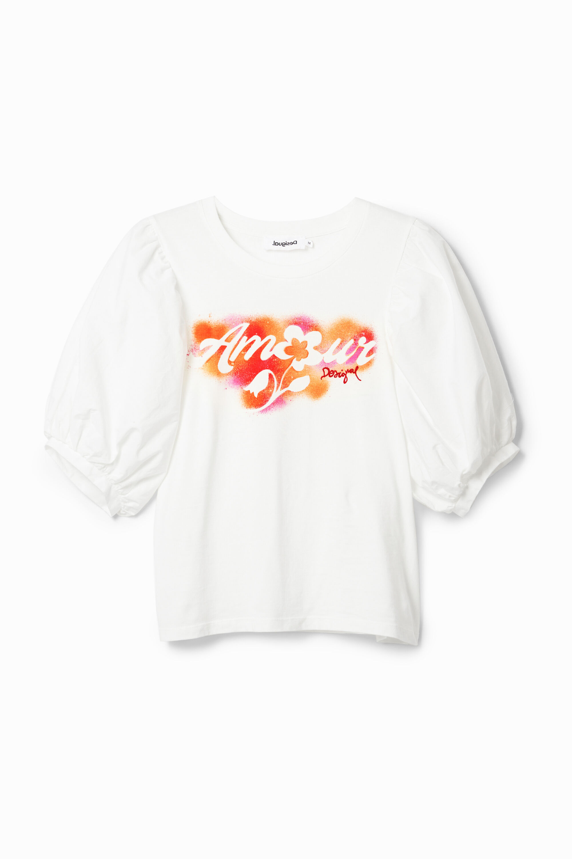 T-shirt manches froncées message
