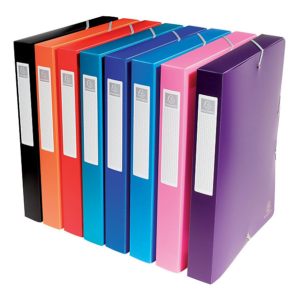 Chemises Exabox  polypropylène dos 4 cm Exacompta coloris assortis, lot de 8