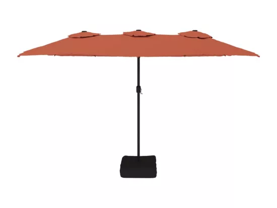 Parasol à double tête avec LED terre cuite 449x245 cm