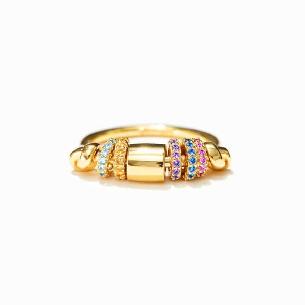 INF Anti-stress ring med roterende perler Flerfarget 18.2 mm