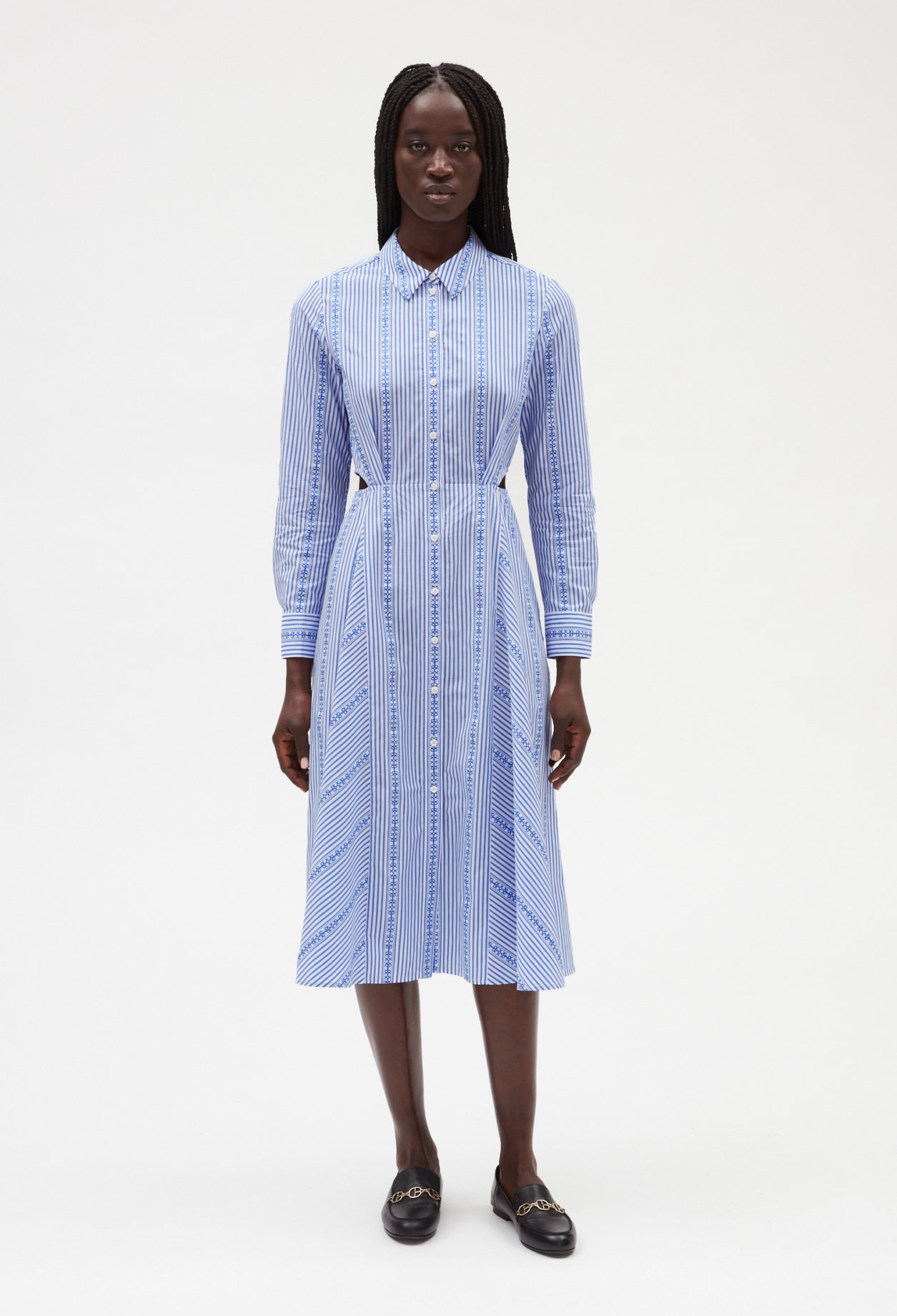 Robe chemise midi bleu ciel