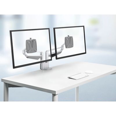 Novus Clu Duo - Support pour écran avec fixation de table - argent / anthracite