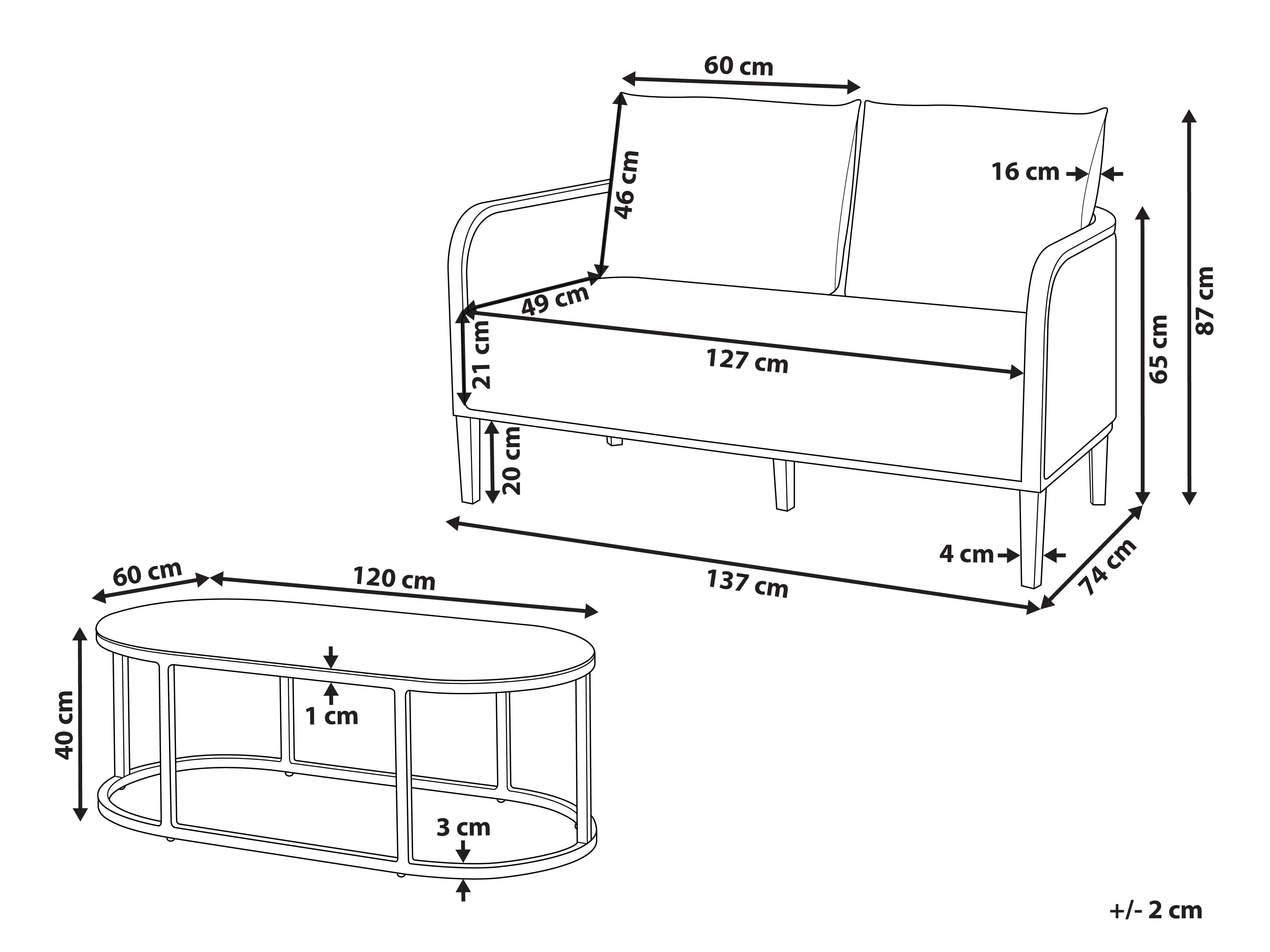 Loungeset met tafel 2-zits MONTEFALCO Metaal Wit