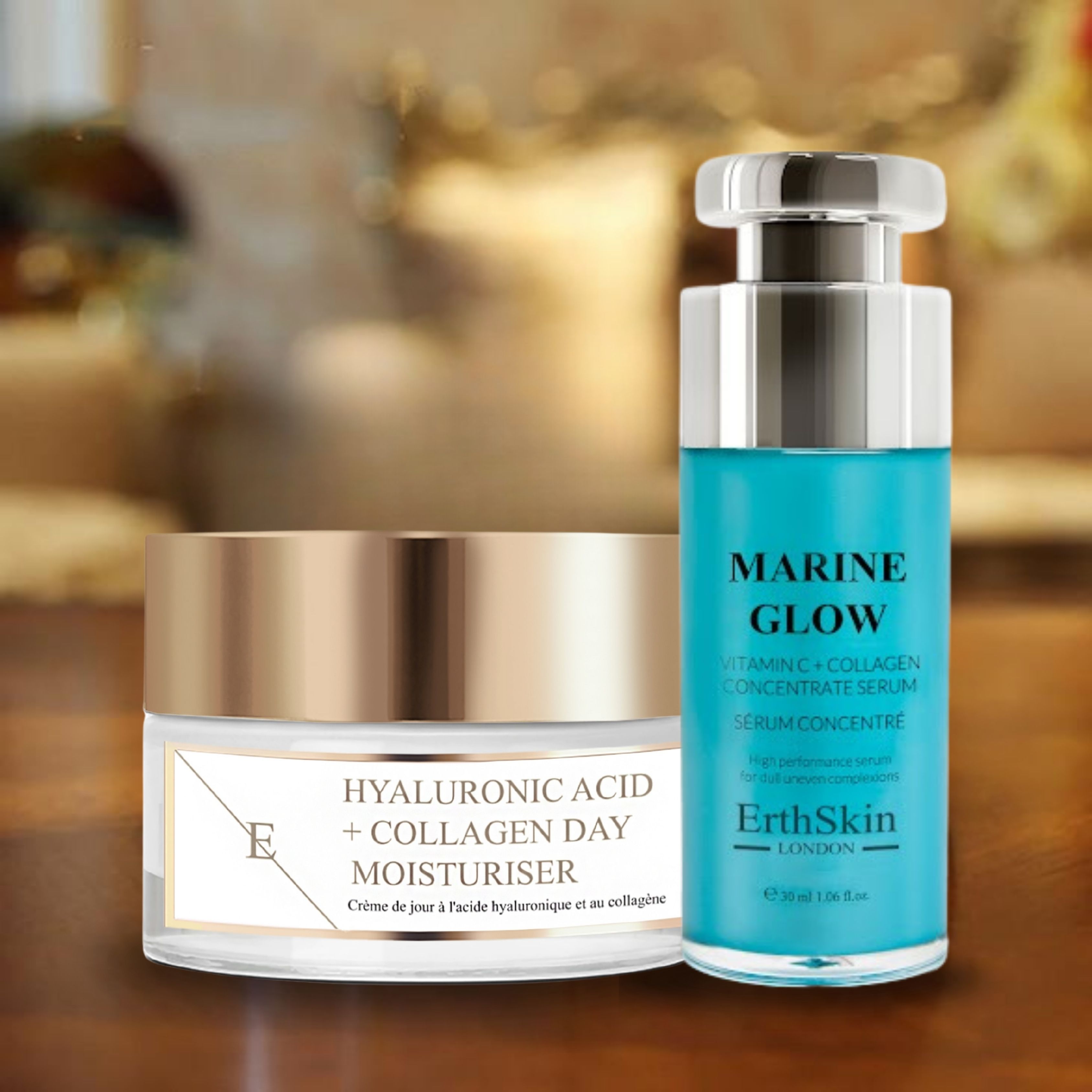 Erth skin london Marine Glow Serum & Hyaluron Tagescreme Set