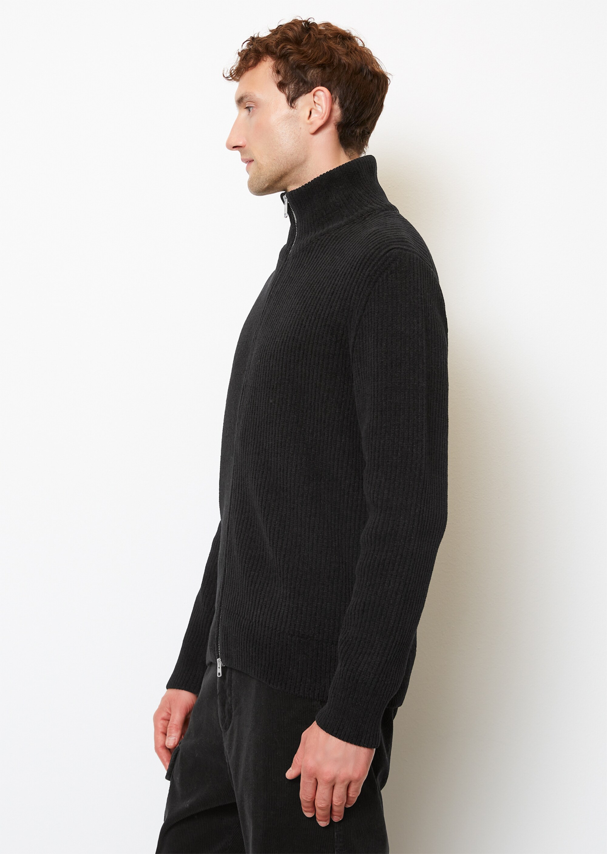 Zip-Cardigan relaxed aus softem Organic Cotton-Chenille