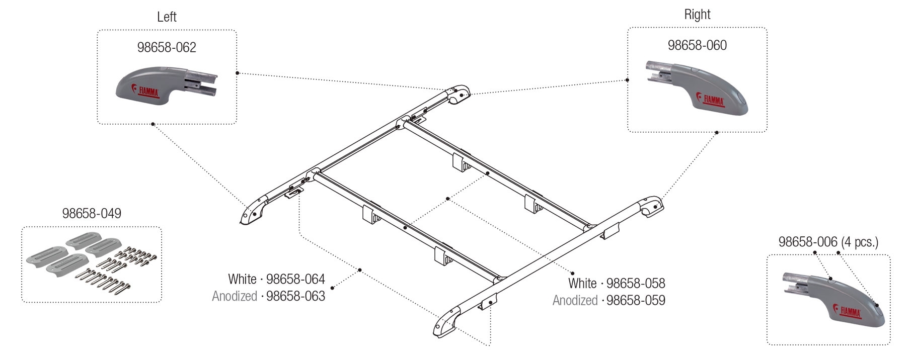 Endstück links  Roof Rail