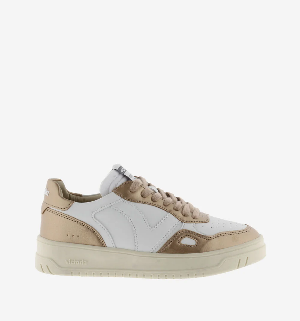 SEUL MÉTAL EFFET CUIR Baskets pour femmes métallisées NUDE