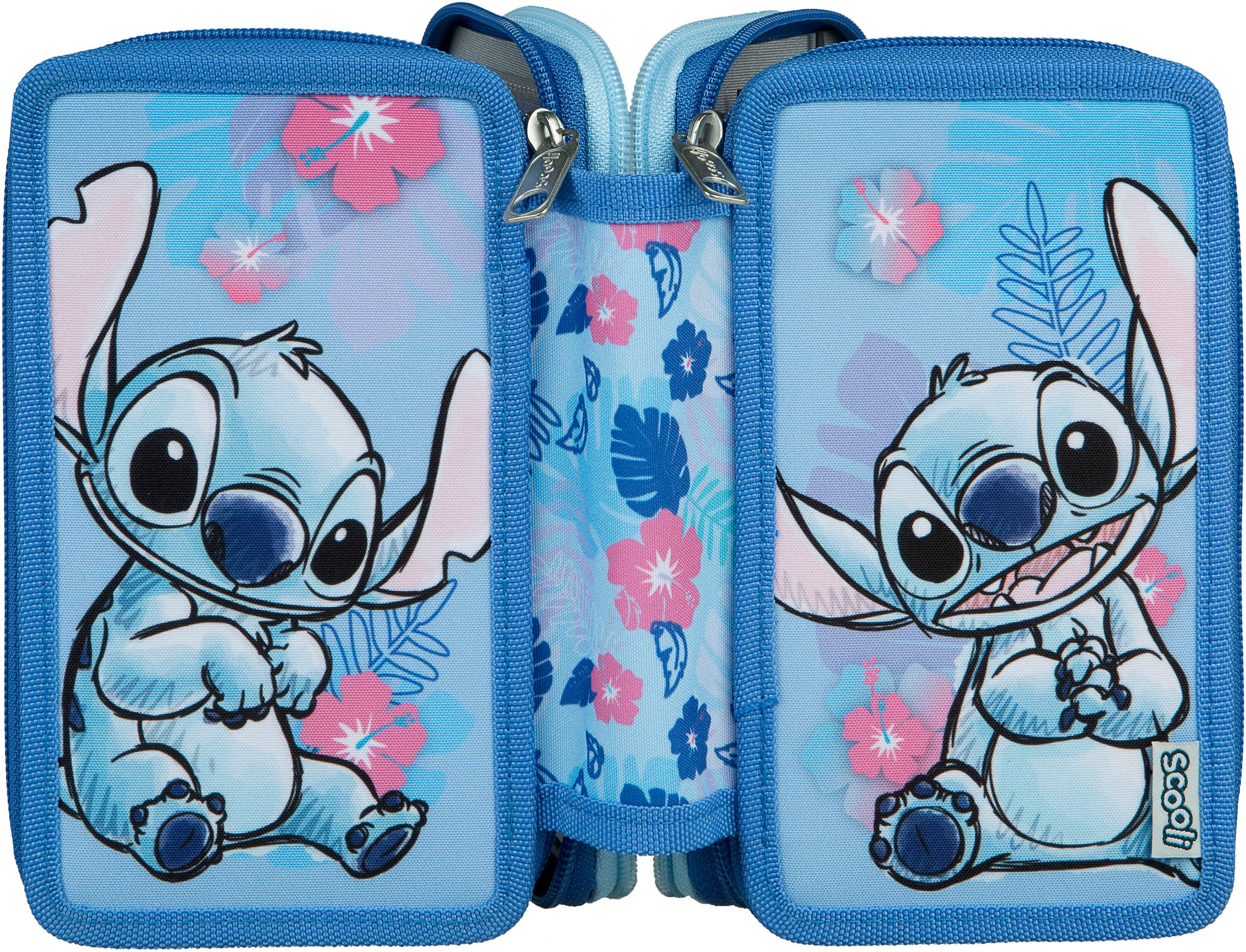 Scooli Federmäppchen »Tripledecker, Lilo & Stich« befüllt, inklusive Geodreieck