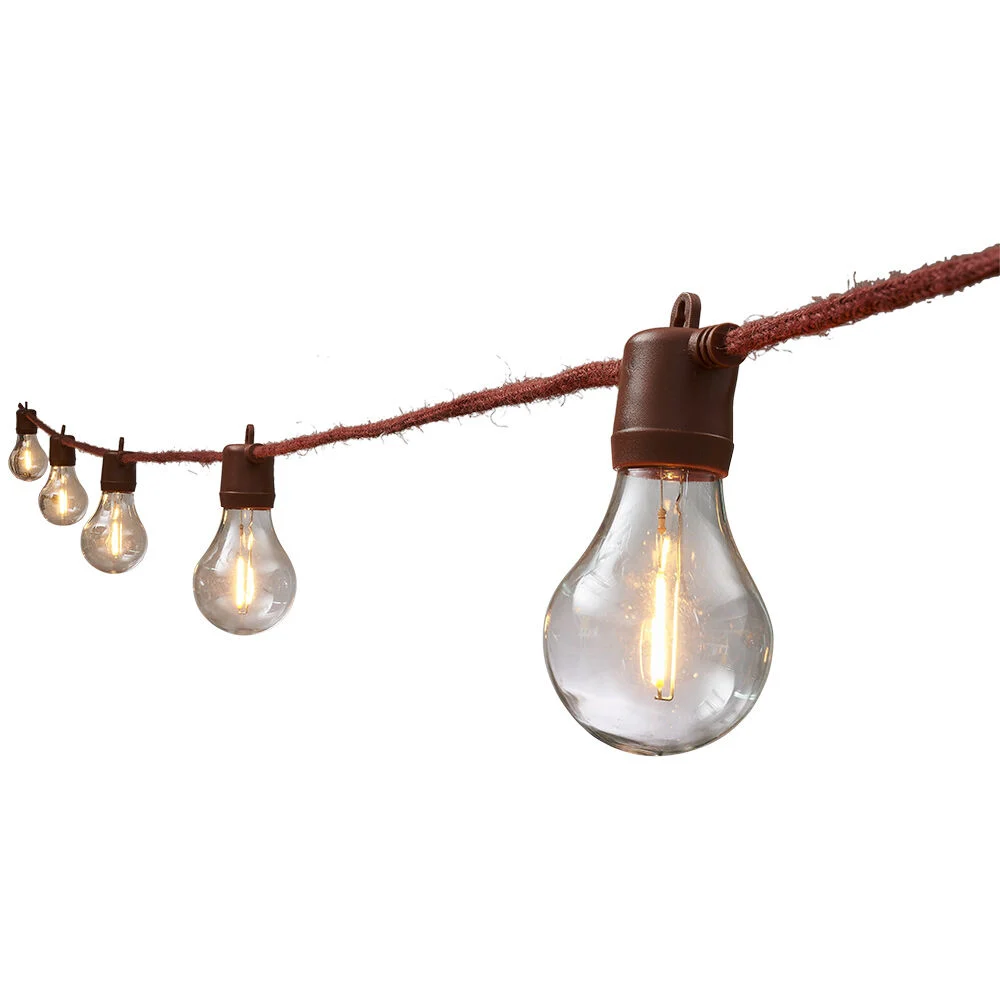 Guirlande ampoule 10 LED blanc chaud corde rouge 4,5 m