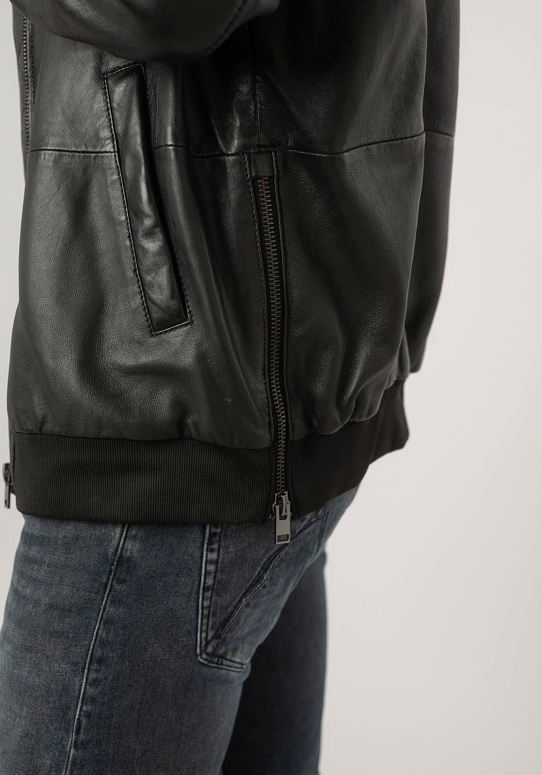 Mauritius Lederjacke »2Mkaira OS« mit Reissverschluss, Strickbündchen, Ärmeltasche