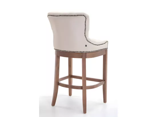 Lot de 2 Tabouret de bar - Tissu & Bois - Crème - Lakewood