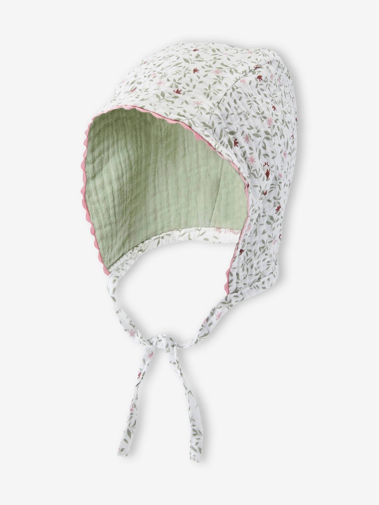 Touca com capuz para bebê menina com estampa floral, estampa branca clara